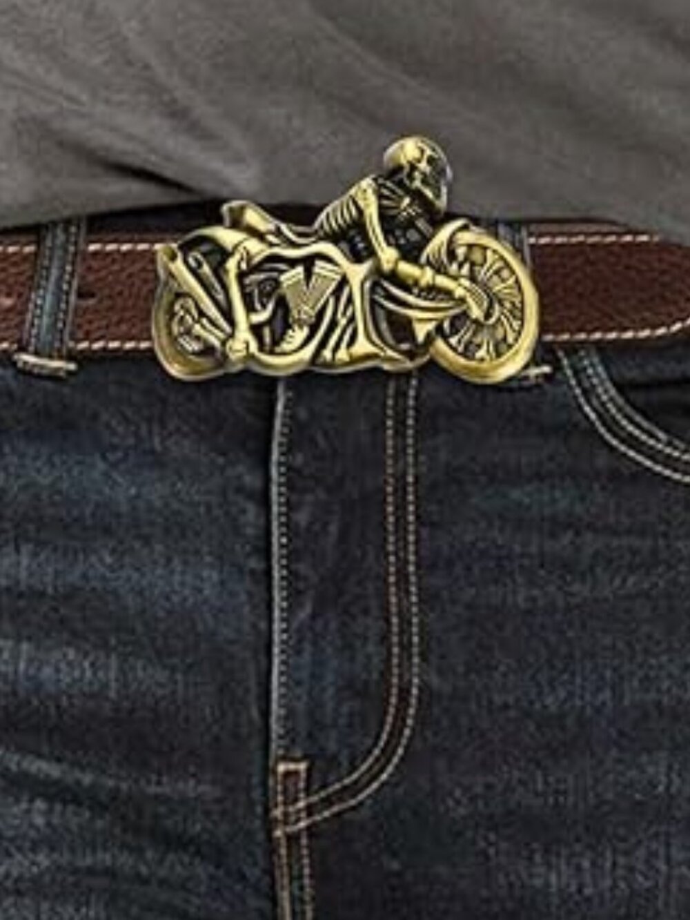 Skeleton Riding a Motorcycle Belt Buckle‎ Cowboy Punk Rock